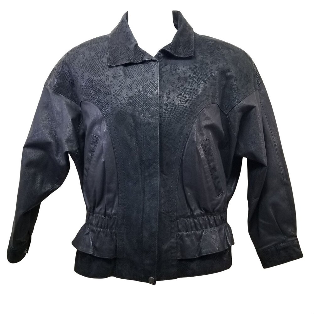 Wilsons M Black Leather Coat Jacket Zip Out Liner Pockets Vintage Grunge Biker B